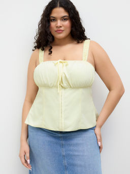Cider - Square Neck Ruched Tie Front Tank Top Curve & Plus