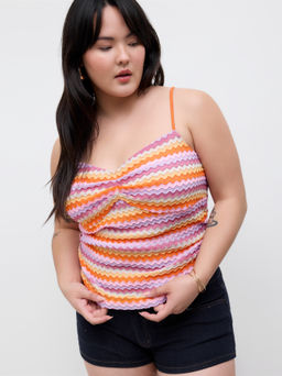 Cider - Boho Square Neck Stripe Cami Top