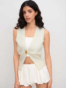 Cider - Knit V-neck Metal Button Vest