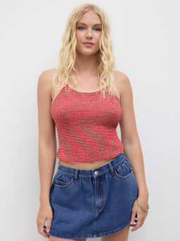 Cider - Knitted Stripe Contrasting Binding Cami Top