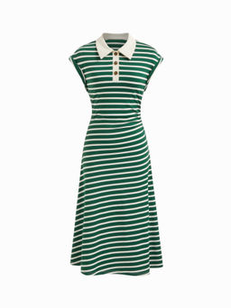 Cider - Polo Neck Stripe Dress
