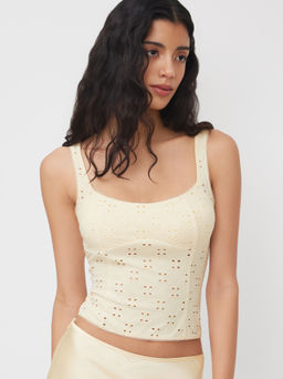Cider - Broderie Anglaise Cut Out Tank Top