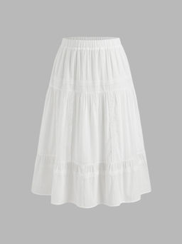 Cider - Cotton Mid Rise Embroidery Ruffle Skirt Curve & Plus