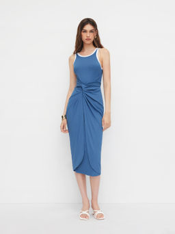 Cider - Contrasting Binding Twisted Knotted Tank Dress