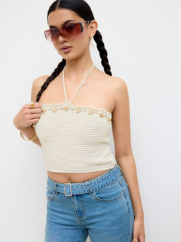Cider - Knitted Halter Neckline Knotted Starfish Top
