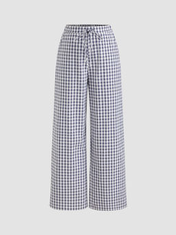 Cider - Cotton-blend Gingham Knotted Straight Leg Trousers