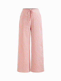 Cider - Cotton-blend Gingham Knotted Straight Leg Trousers