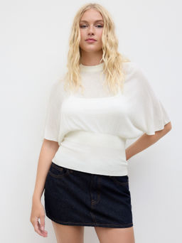 Cider - Knit Round Neckline Dolman Sleeve Top & Solid Cami Top