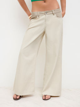 Cider - Denim Low Rise Patchy Straight Leg Jeans