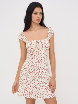 Cider - Square Neck Floral Ruffle Mini Dress