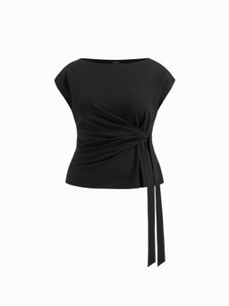 Cider - Boat Neck Stripe Knotted Top Curve & Plus