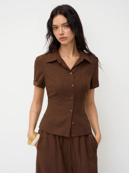 Cider - Polo Collar Texture Button Up Shirt