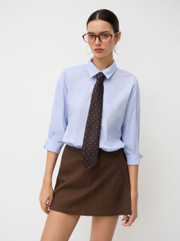 Cider - Cotton Collar Mid-length Sleeve Oversized Shirt Bodysuit