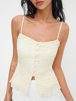 Cider - Square Neck Shirred Split Cami Top