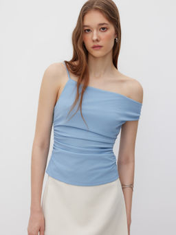 Cider - Asymmetrical Neck Ruched Cami Top