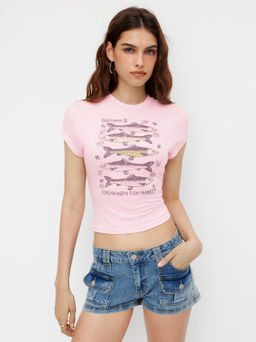 Cider - Round Neckline Fish Graphic Tee