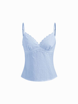 Cider - Cotton V-neck Lace Trim Cami Top