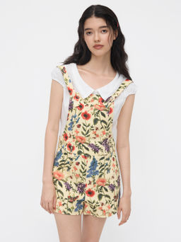 Cider - 100% Cotton Square Neck Floral Romper