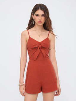 Cider - 100% Cotton Bowknot Shirred Romper