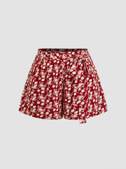 Cider - Mid Rise Floral Knotted Shorts Curve & Plus