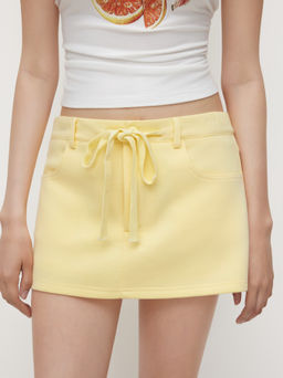 Cider - Cotton-blend Low Rise Knotted Mini Skort