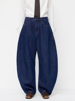 Cider - Denim Low Rise Barrel-leg Jeans