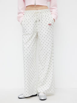 Cider - Terry Mid Rise Polka Dot Pull-On Drawstring Pants