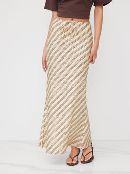 Cider - Mid Rise Stripe Drawstring Mermaid Skirt