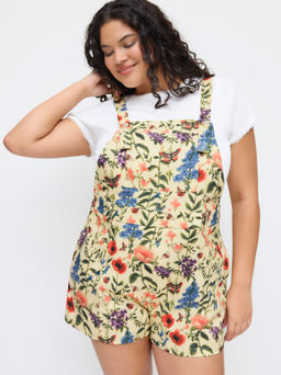 Cider - 100% Cotton Square Neck Floral Romper Curve & Plus