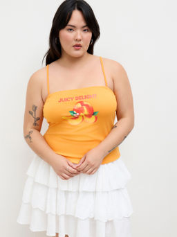 Cider - Cotton-blend Juicy Delight Peach Graphic Cami Top Curve & Plus
