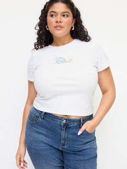 Cider - Cotton-blend Round Neckline Snail Graphic Short Sleeve Tee Curve & Plus
