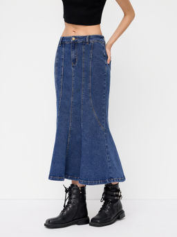 Cider - Stretch Denim Mid Rise Mermaid Skirt