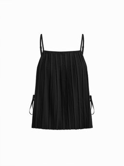 Cider - Pleated Split Side Bowknot Oversized Cami Top