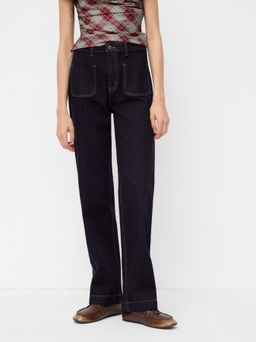 Cider - Stretch Denim Mid Rise Straight Leg Jeans