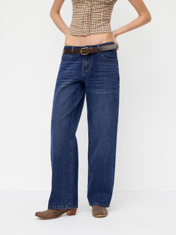 Cider - Denim Low Rise Straight Leg Jeans With Belt
