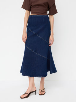 Cider - Stretch Denim Mid Rise Mermaid Skirt