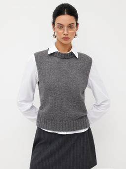 Cider - Knit Stand Collar Split Vest