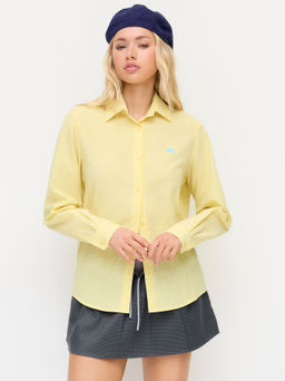 Cider - Collar Hedgehog Embroidery Check Oversized Shirt