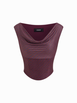 Cider - Stripe Cowl Neck Short Sleeve Top