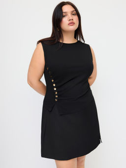 Cider - Round Neckline Ruched Tank Top Curve & Plus