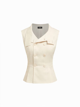 Cider - Cotton-blend Stand Collar Double Breasted Tank Top