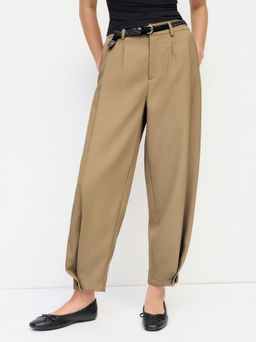 Cider - Mid Rise Barrel-leg Trousers With Belt