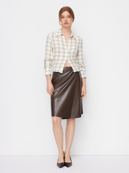 Cider - Faux Leather Low Rise Midi Skirt