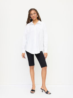 Cider - 100% Cotton Polo Neck Rivet Oversized Shirt