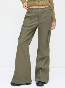Cider - Cotton-blend Low Rise Cargo Flared Trousers