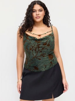 Cider - Cowl Neck Floral Beaded Cami Top