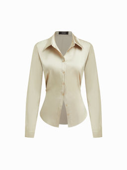 Cider - Satin Collar Long Sleeve Shirt