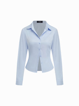 Cider - Cotton-blend Collar Long Sleeve Shirt