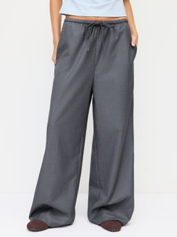 Cider - Low Rise Elastic Waist Drawstring Wide Leg Trousers