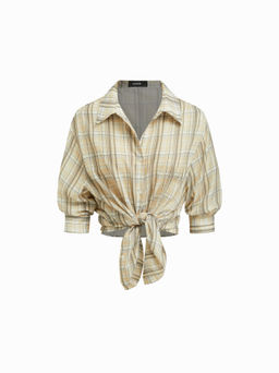 Cider - Plaid Collar Long Sleeve Button Oversized Shirt